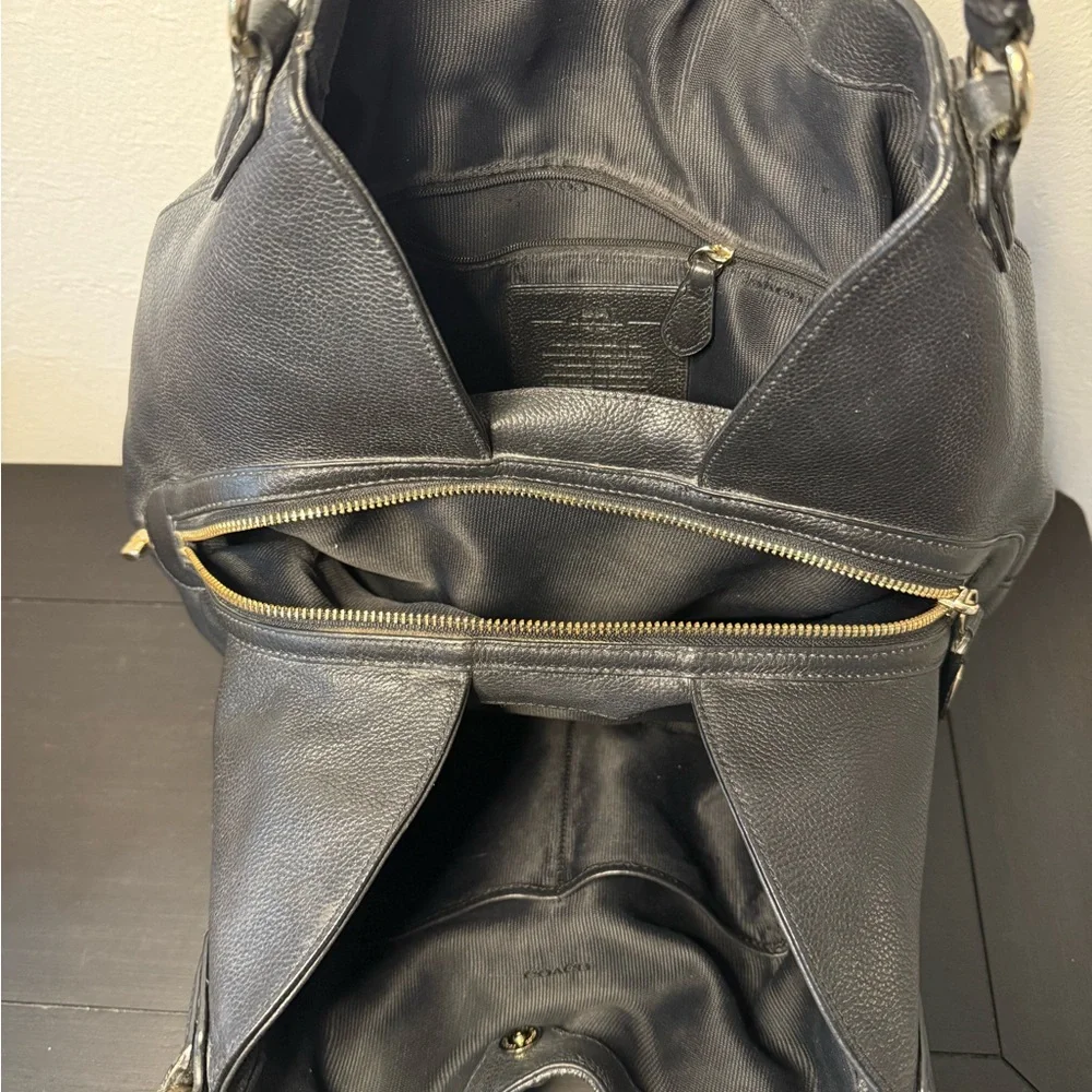 Coach Kristin Black Pebbled Leather Zip Hobo Bag - Gold Hardwared - Style 33547